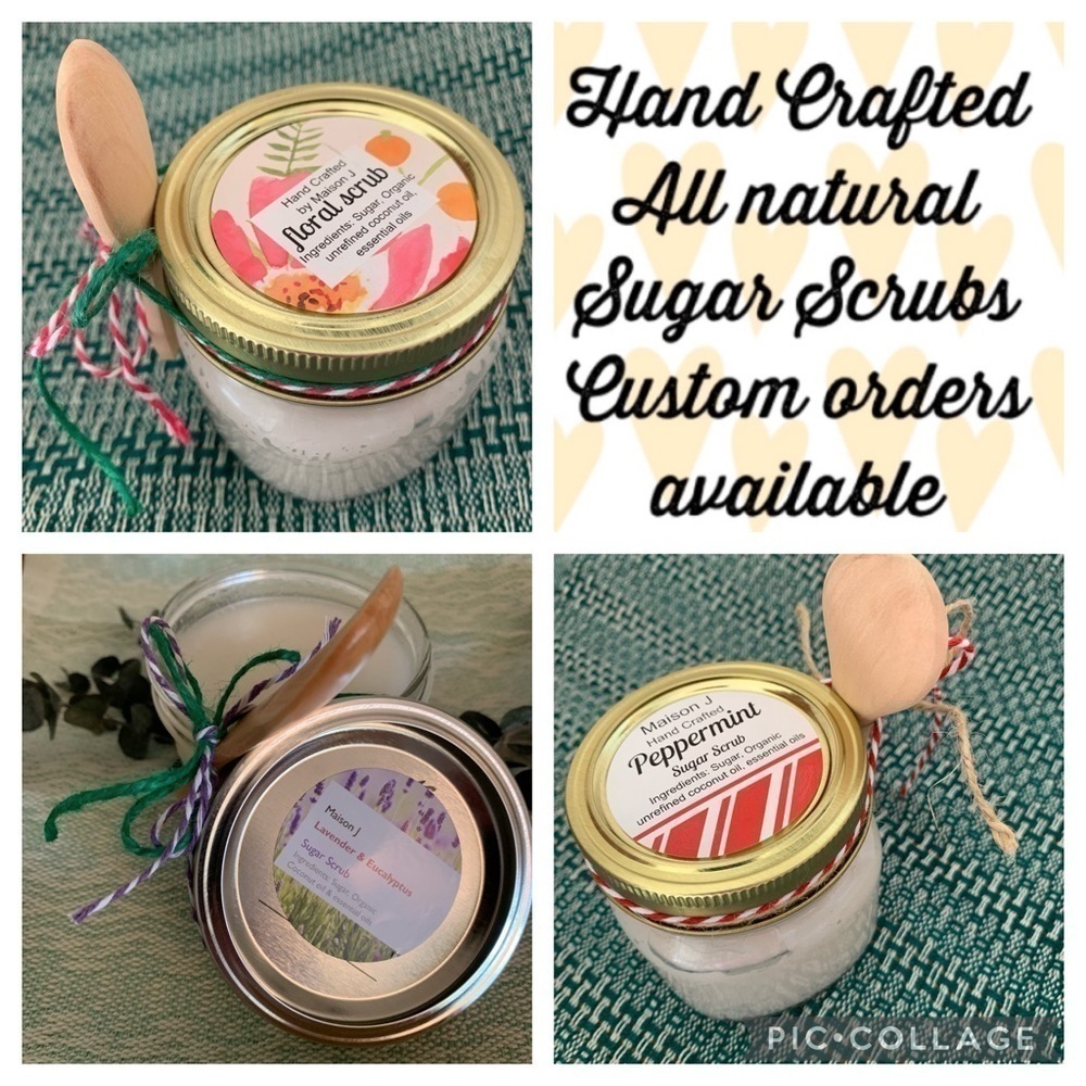 Sugar scrub trio all natural hand crafted made to order. Three 4 oz exfoliating